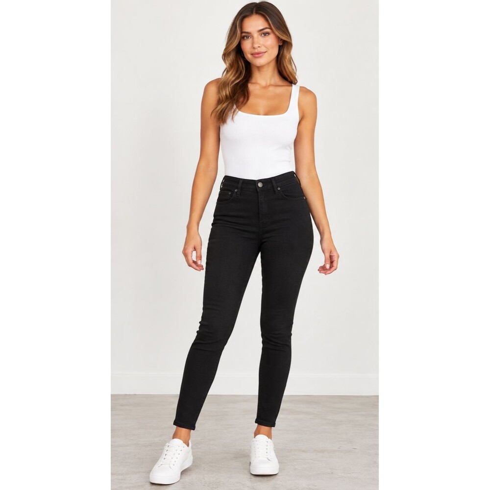 Polo Ralph Lauren Tompkins Skinny Ankle Jeans Women’s 29 Black High Rise Zip Hem